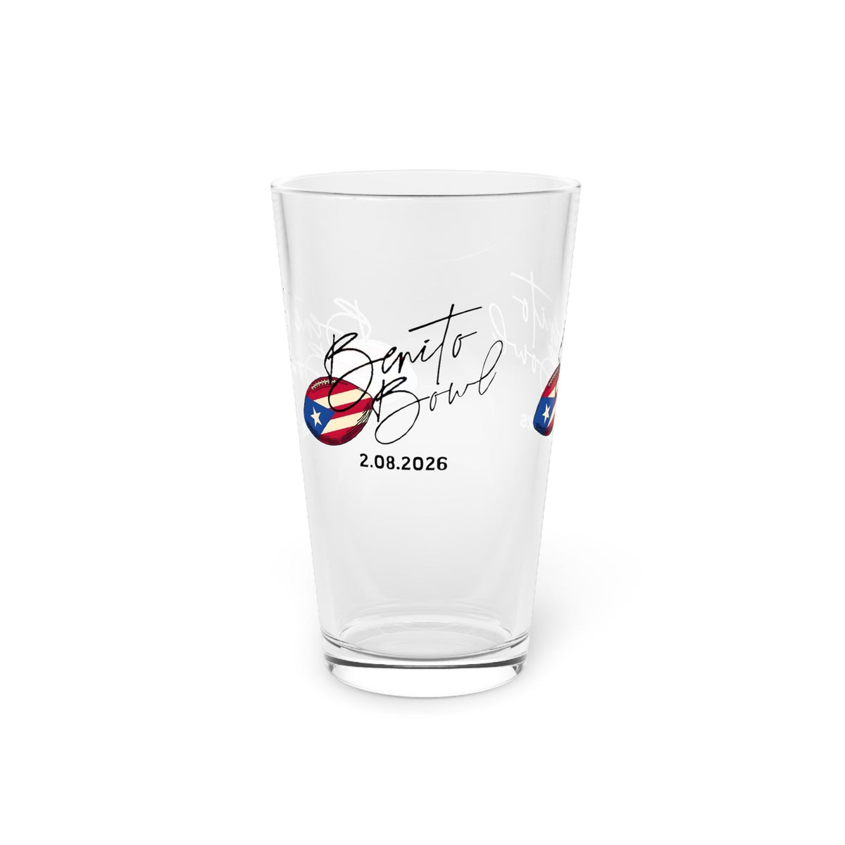 Bad Bunny Benito Bowl Pint Glass   | Bad Bunny Merch | Bad Bunny NFL Super Bowl Merch Bad Bunny Merch