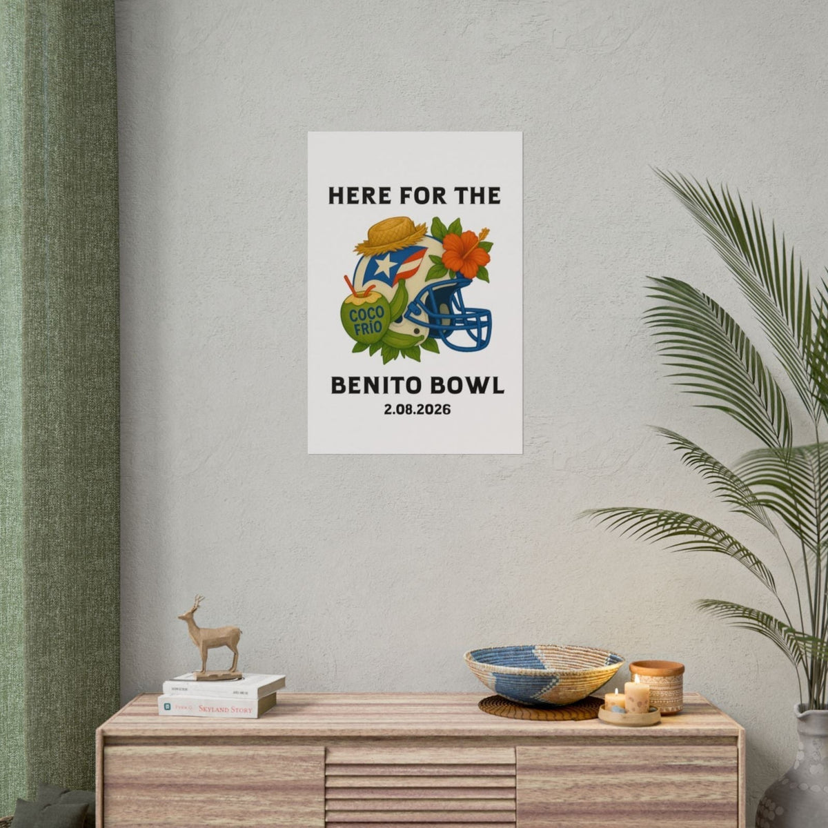 Bad Bunny  Benito Bowl Game Day Event Poster (Digital Product) | Bad Bunny Merch | Bad Bunny NFL Super Bowl Merch Rich Latina Energy