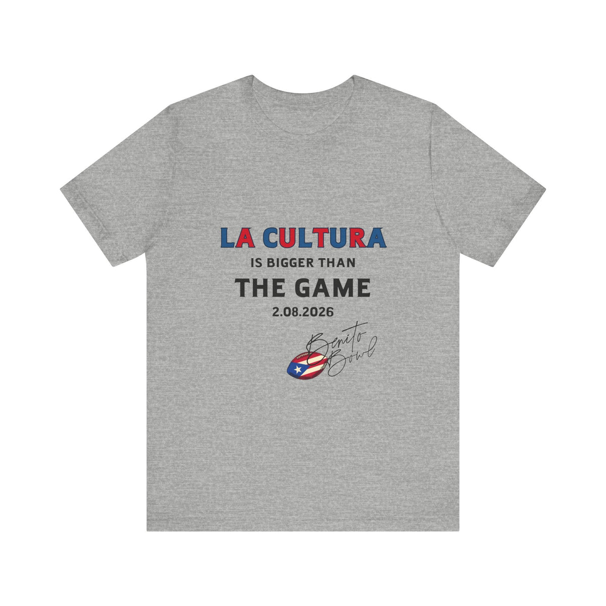 Bad Bunny La Cultura is Bigger (Colorful) Benito Bowl Short Sleeve Tee Shirt | Bad Bunny Merch | Bad Bunny NFL Super Bowl Merch Bad Bunny Merch