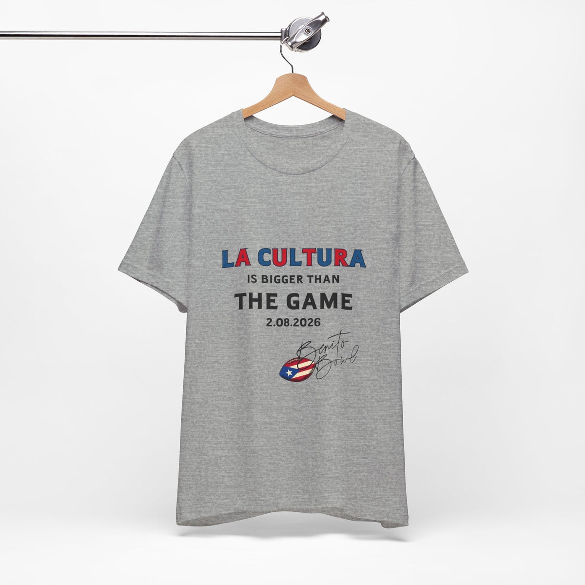 Bad Bunny La Cultura is Bigger (Colorful) Benito Bowl Short Sleeve Tee Shirt | Bad Bunny Merch | Bad Bunny NFL Super Bowl Merch Bad Bunny Merch