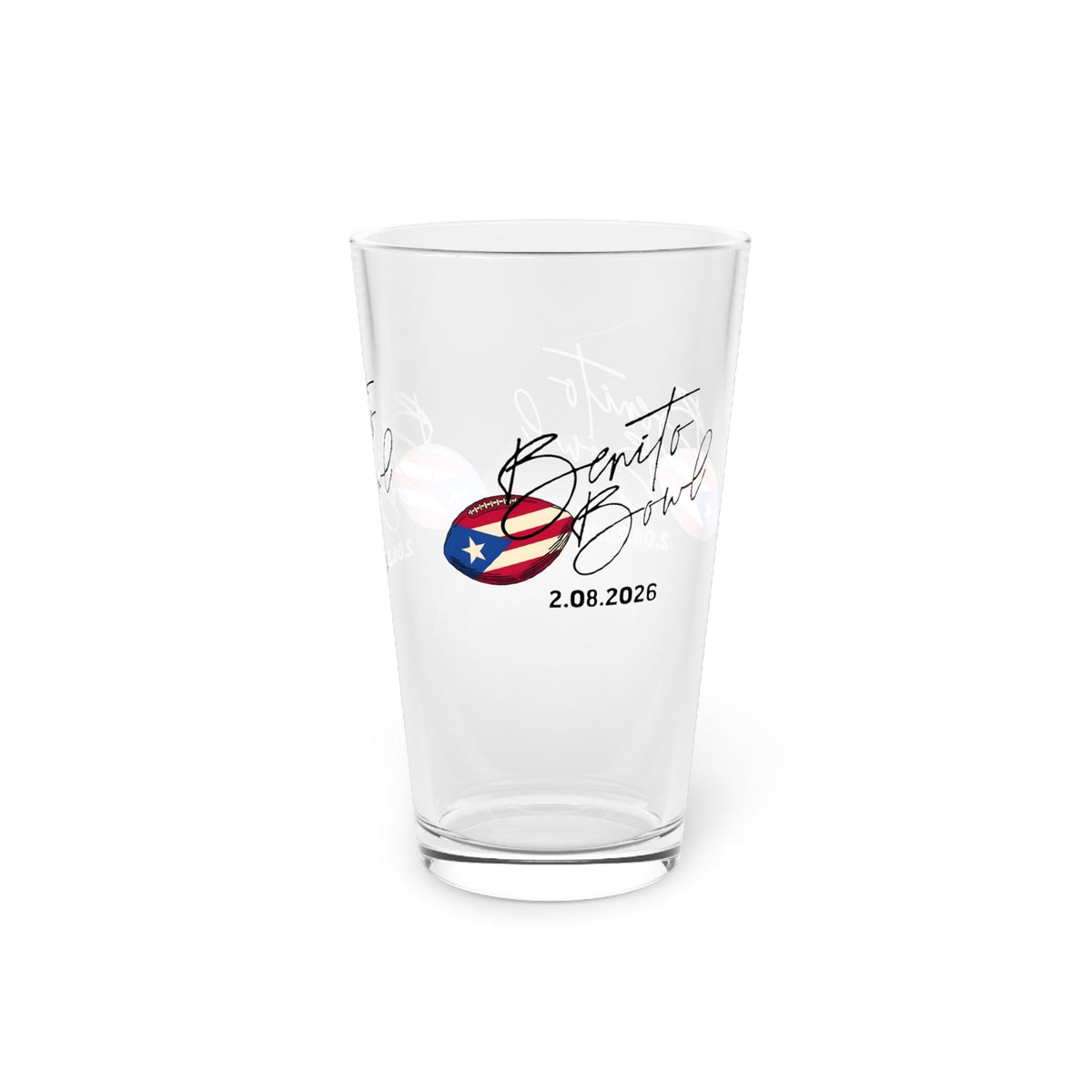 Bad Bunny Benito Bowl Pint Glass   | Bad Bunny Merch | Bad Bunny NFL Super Bowl Merch Bad Bunny Merch