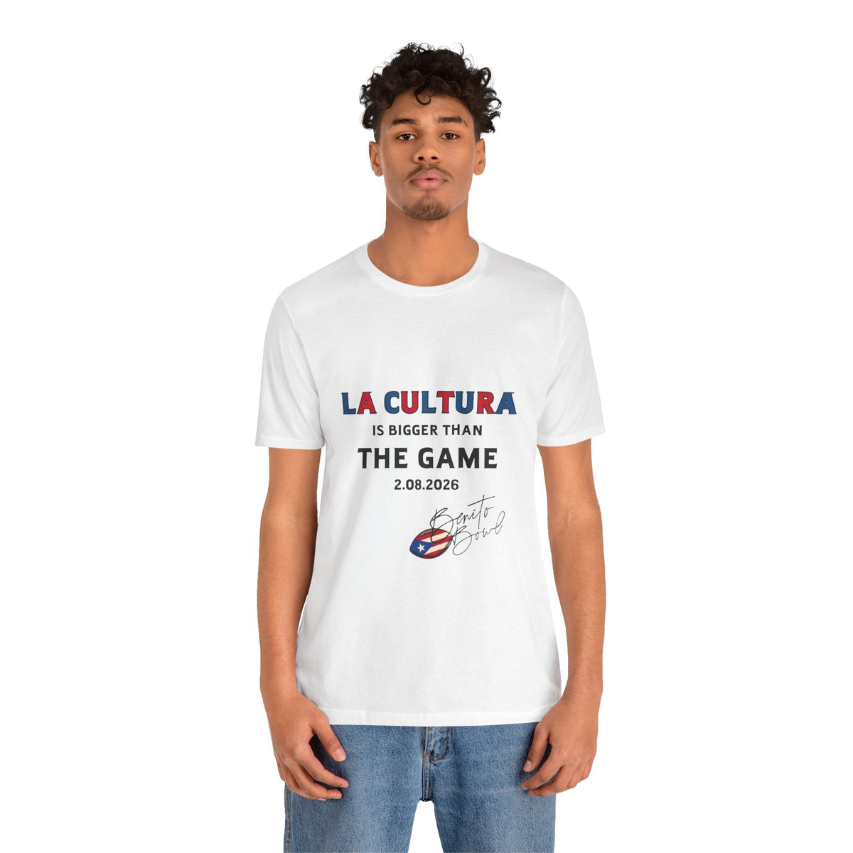 Bad Bunny La Cultura is Bigger (Colorful) Benito Bowl Short Sleeve Tee Shirt | Bad Bunny Merch | Bad Bunny NFL Super Bowl Merch Bad Bunny Merch