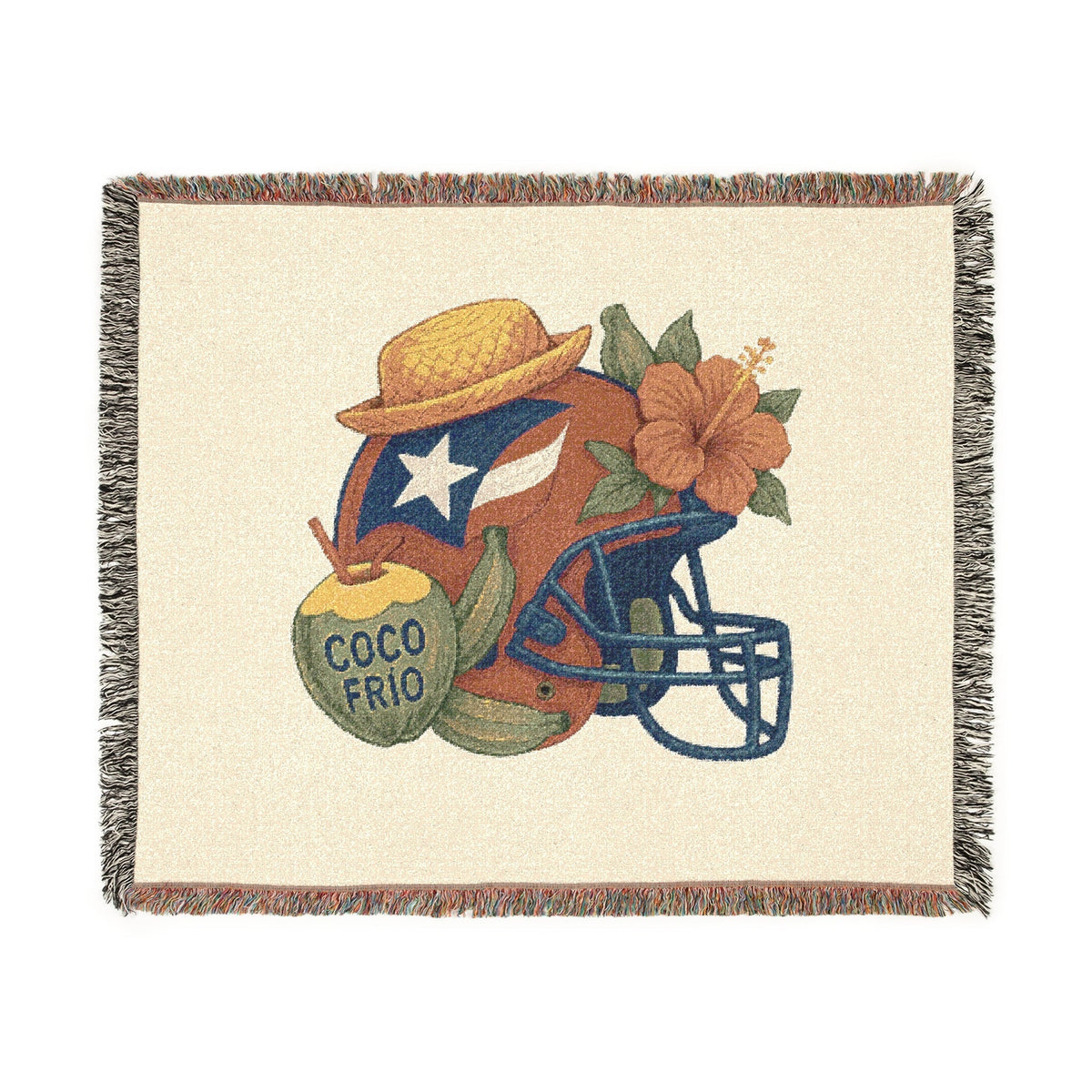 Bad Bunny Puerto Rican Football Benito Bowl Woven  Blanket   | Bad Bunny Merch | Bad Bunny NFL Super Bowl Merch Bad Bunny Merch