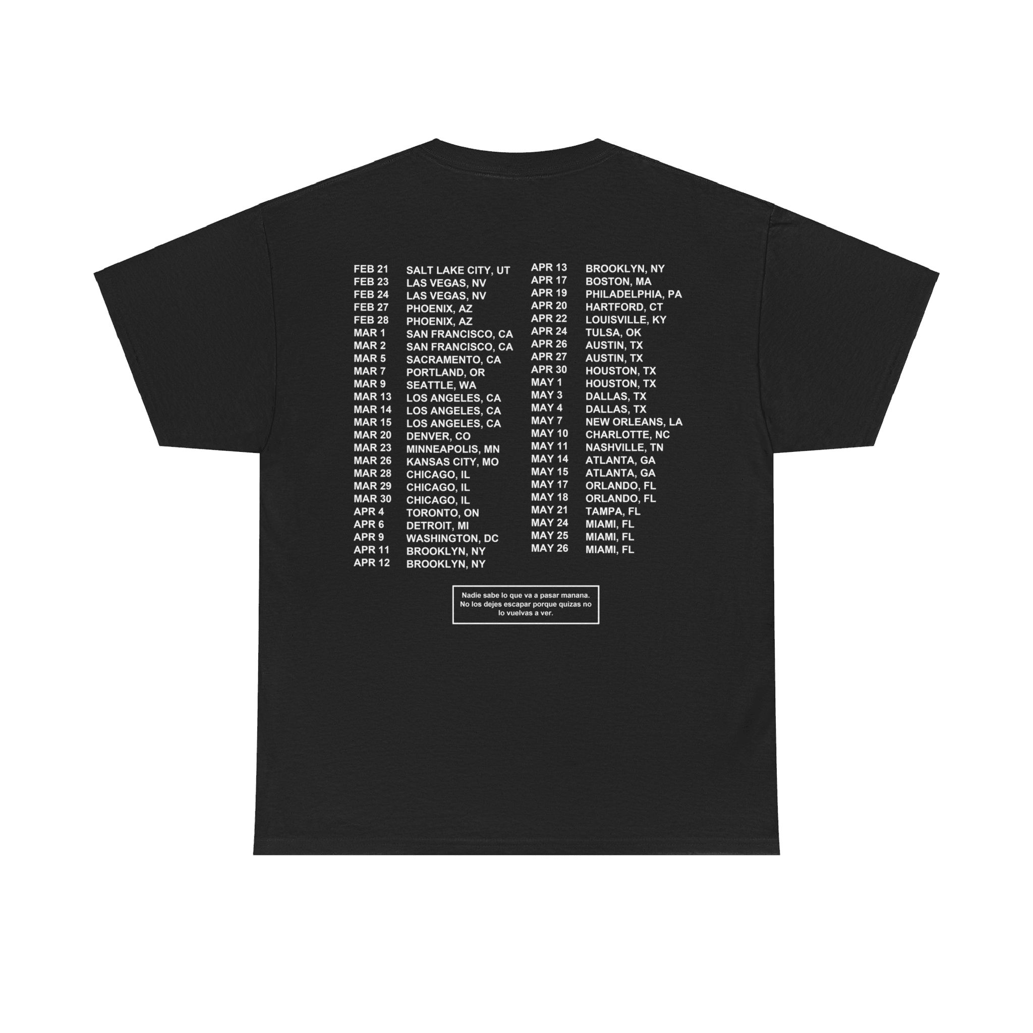 Most Wanted Tour - Gracias Por Nada Tour Dates Black Cotton Tee
