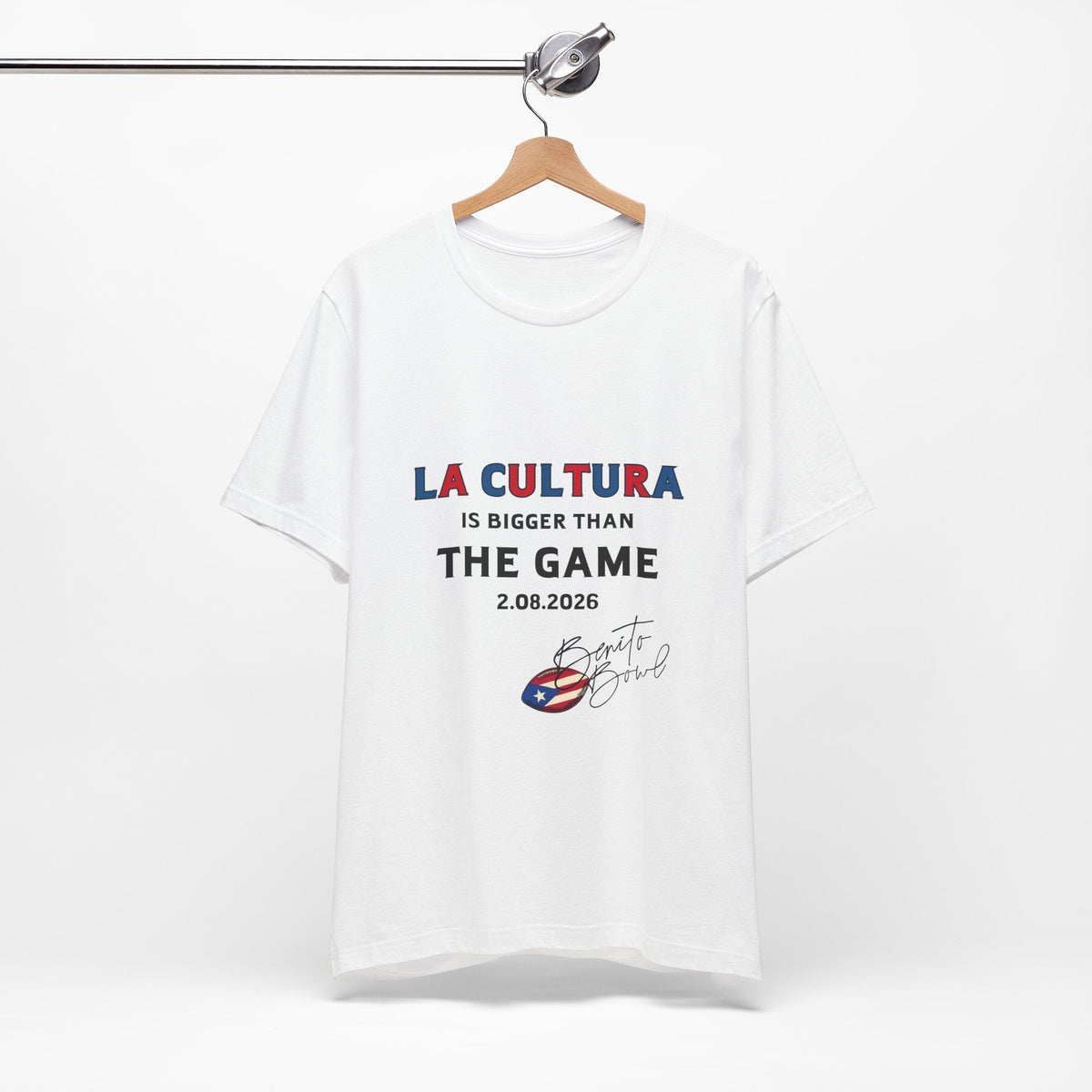 Bad Bunny La Cultura is Bigger (Colorful) Benito Bowl Short Sleeve Tee Shirt | Bad Bunny Merch | Bad Bunny NFL Super Bowl Merch Bad Bunny Merch