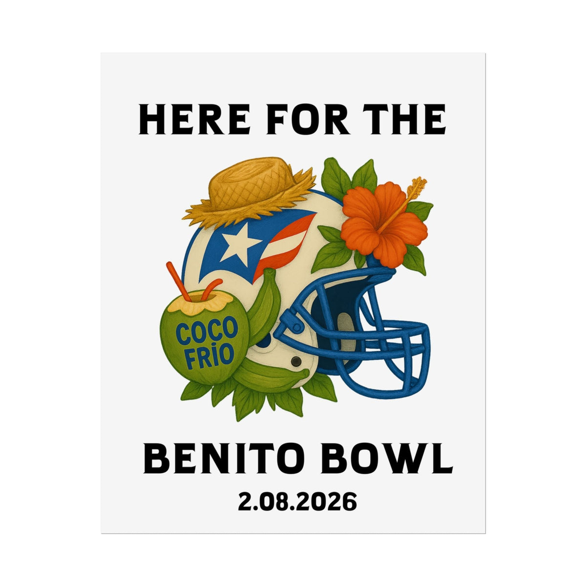 Bad Bunny  Benito Bowl Game Day Event Poster (Digital Product) | Bad Bunny Merch | Bad Bunny NFL Super Bowl Merch Rich Latina Energy