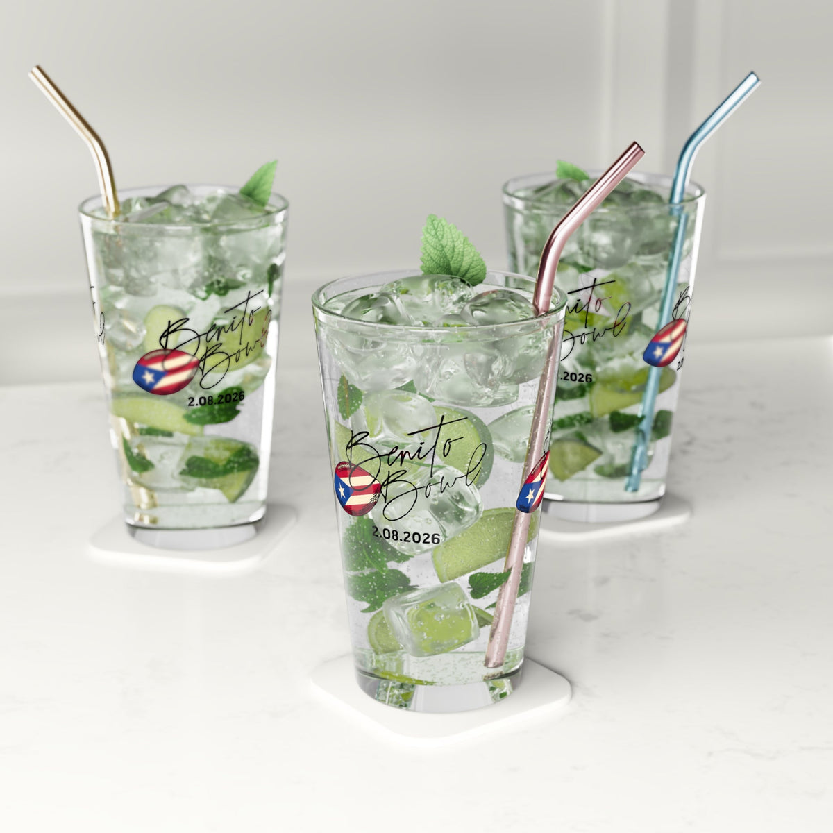 Bad Bunny Benito Bowl Pint Glass   | Bad Bunny Merch | Bad Bunny NFL Super Bowl Merch Bad Bunny Merch