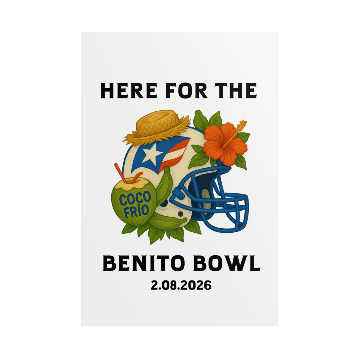 Bad Bunny  Benito Bowl Game Day Event Poster (Digital Product) | Bad Bunny Merch | Bad Bunny NFL Super Bowl Merch Rich Latina Energy