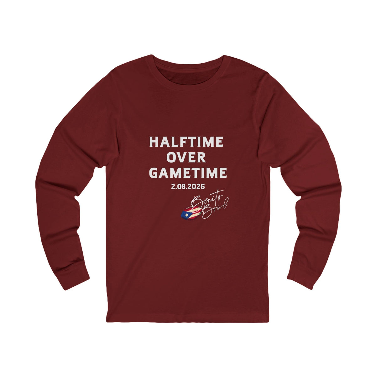 Bad Bunny  Halftime Over Gametime Long Sleeve | Bad Bunny Merch | Bad Bunny NFL Super Bowl Merch Bad Bunny Merch