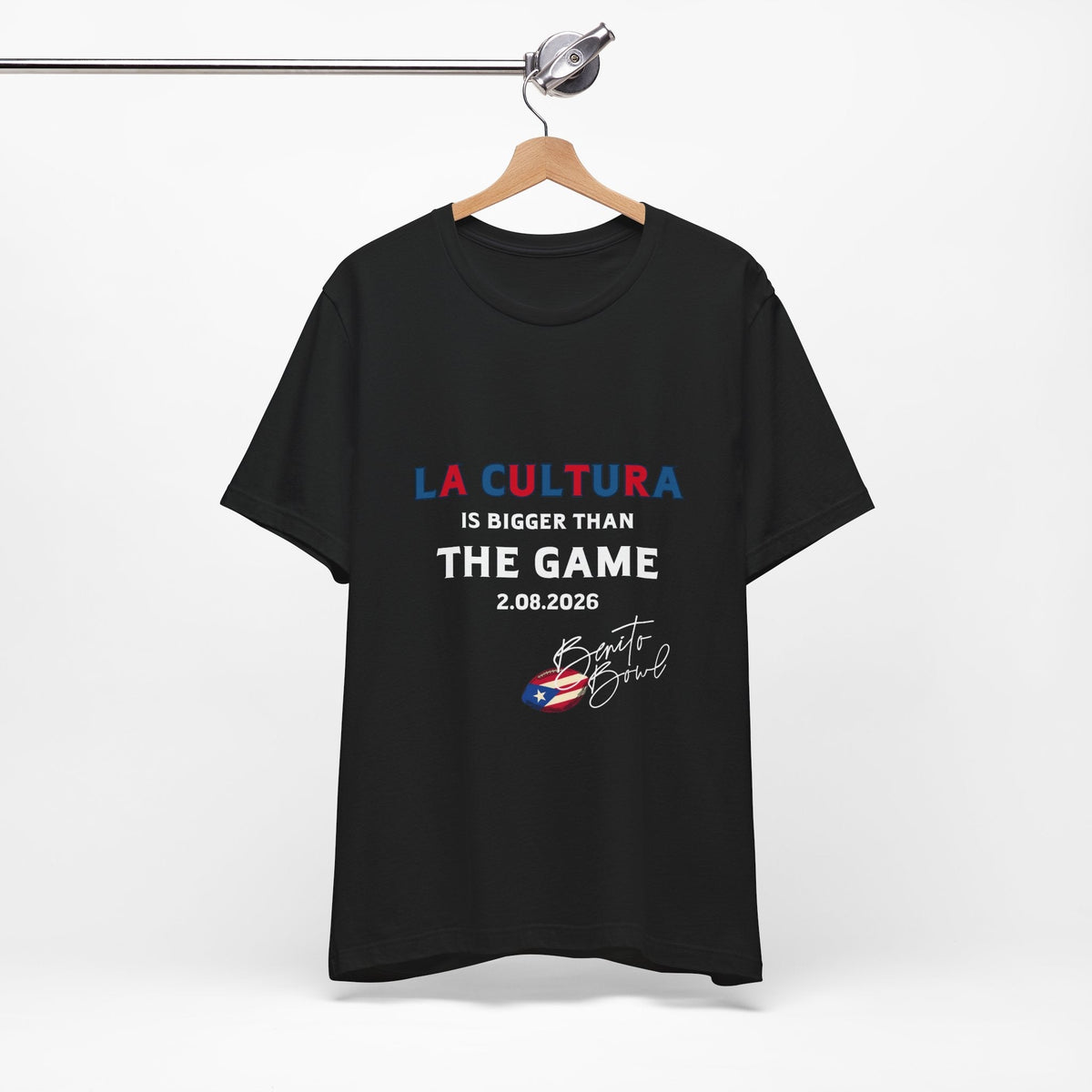 Bad Bunny La Cultura is Bigger (Colorful) Benito Bowl Short Sleeve Tee Shirt | Bad Bunny Merch | Bad Bunny NFL Super Bowl Merch Bad Bunny Merch