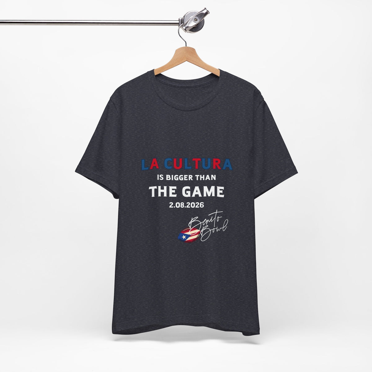 Bad Bunny La Cultura is Bigger (Colorful) Benito Bowl Short Sleeve Tee Shirt | Bad Bunny Merch | Bad Bunny NFL Super Bowl Merch Bad Bunny Merch