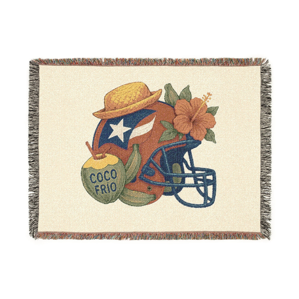 Bad Bunny Puerto Rican Football Benito Bowl Woven  Blanket   | Bad Bunny Merch | Bad Bunny NFL Super Bowl Merch Bad Bunny Merch