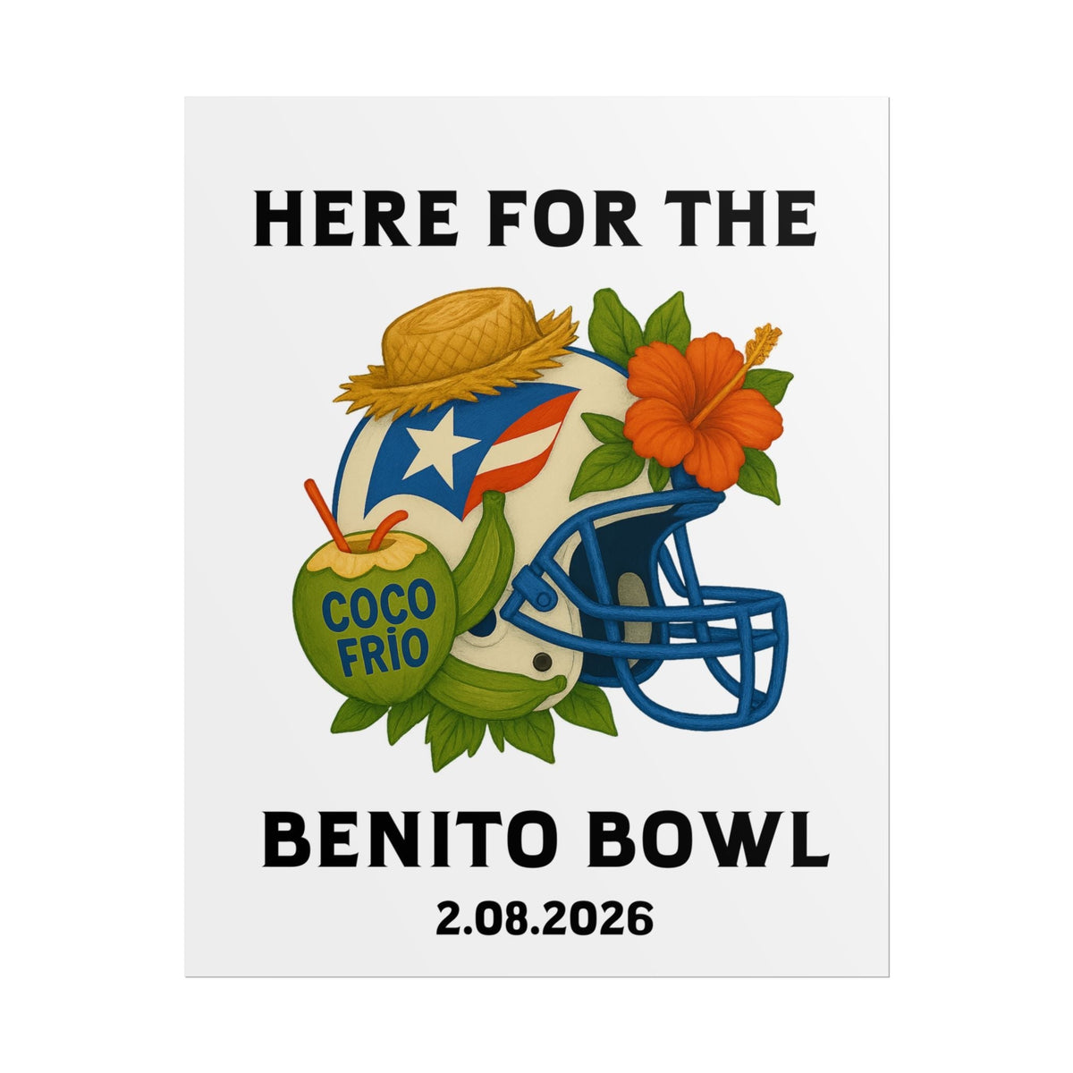 Bad Bunny  Benito Bowl Game Day Event Poster (Digital Product) | Bad Bunny Merch | Bad Bunny NFL Super Bowl Merch Rich Latina Energy