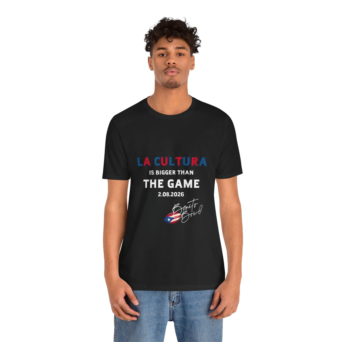 Bad Bunny La Cultura is Bigger (Colorful) Benito Bowl Short Sleeve Tee Shirt | Bad Bunny Merch | Bad Bunny NFL Super Bowl Merch Bad Bunny Merch