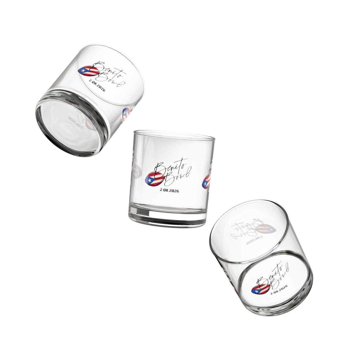 Bad Bunny Benito Bowl Puerto Rican Flag Rocks Glass  | Bad Bunny Merch | Bad Bunny NFL Super Bowl Merch Bad Bunny Merch