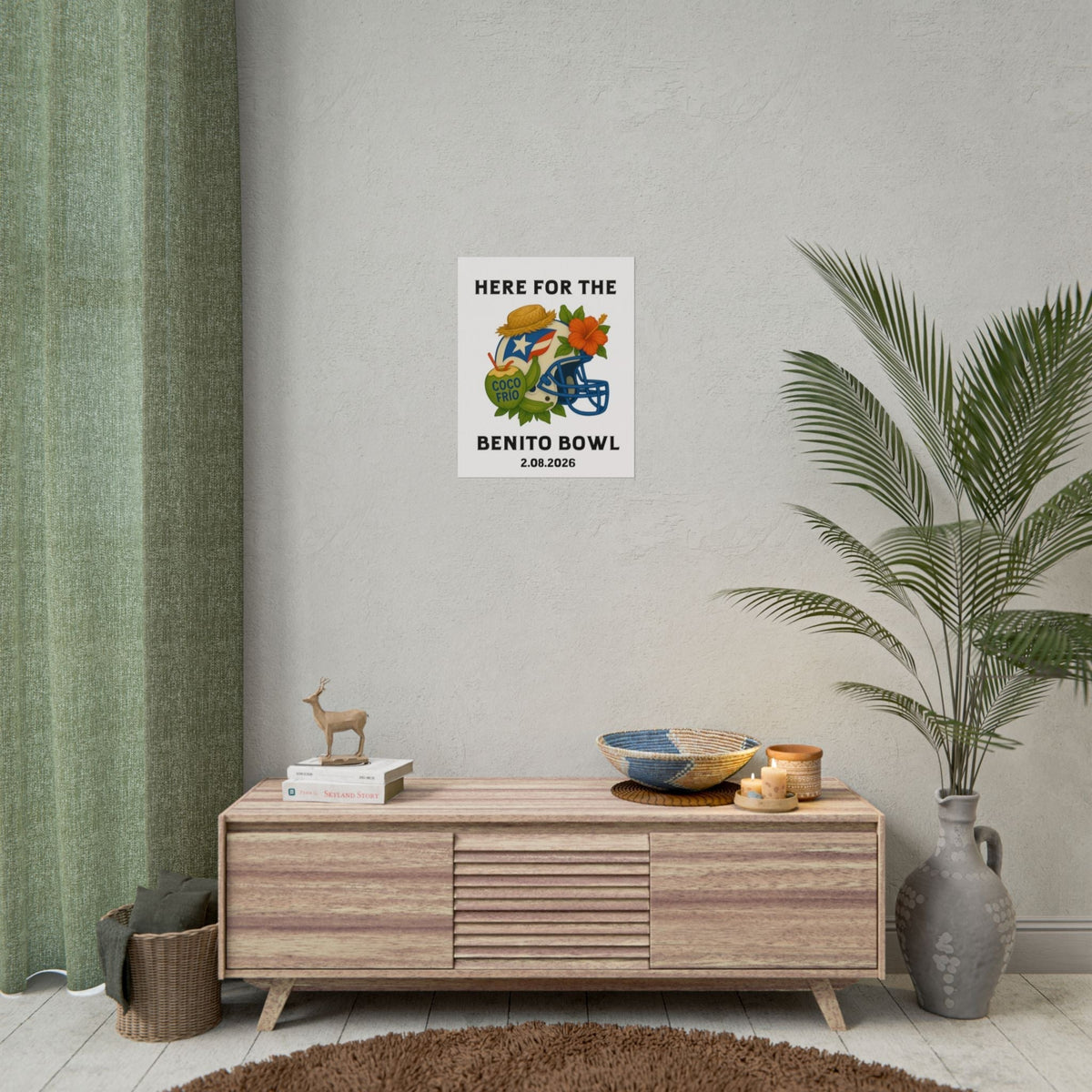 Bad Bunny  Benito Bowl Game Day Event Poster (Digital Product) | Bad Bunny Merch | Bad Bunny NFL Super Bowl Merch Rich Latina Energy