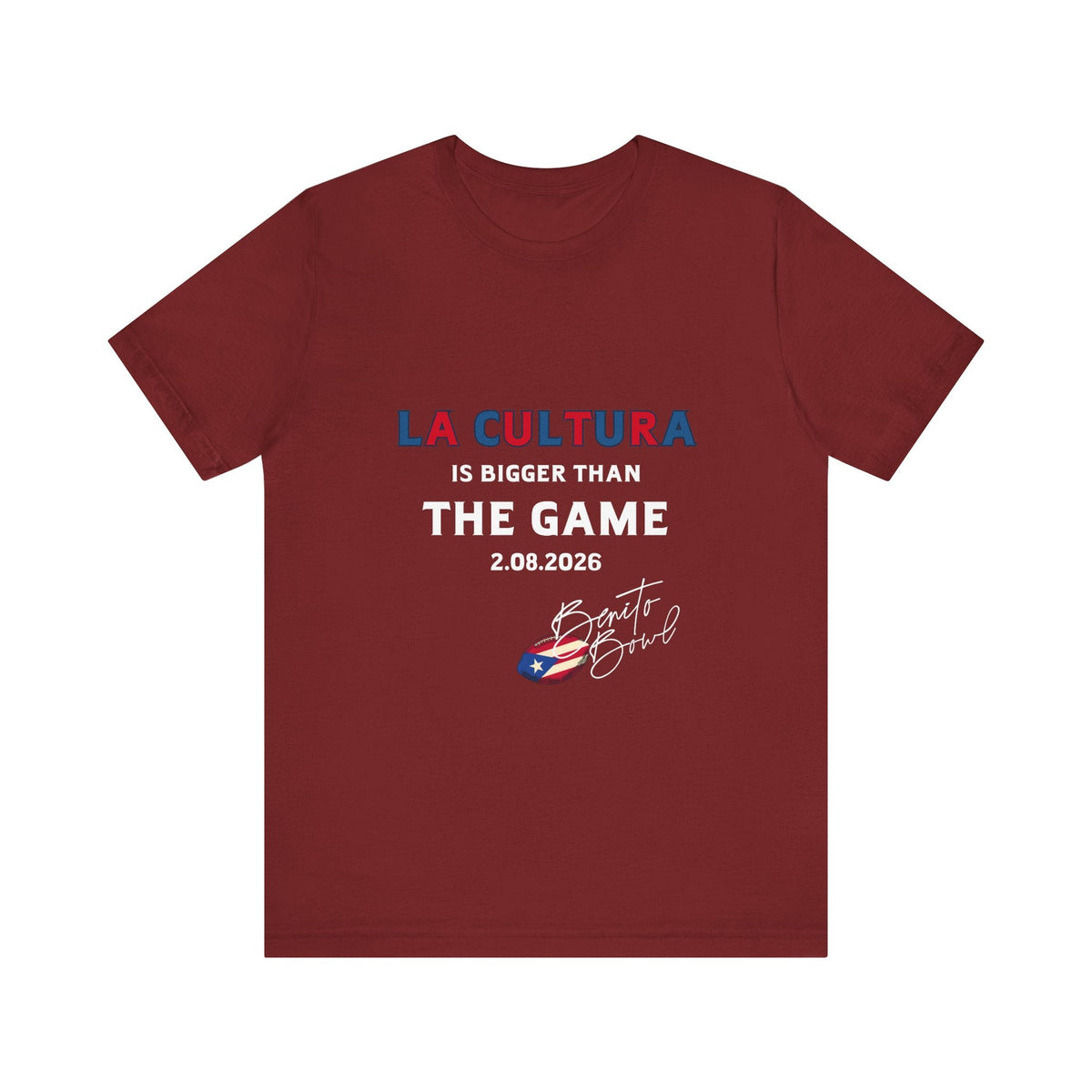 Bad Bunny La Cultura is Bigger (Colorful) Benito Bowl Short Sleeve Tee Shirt | Bad Bunny Merch | Bad Bunny NFL Super Bowl Merch Bad Bunny Merch