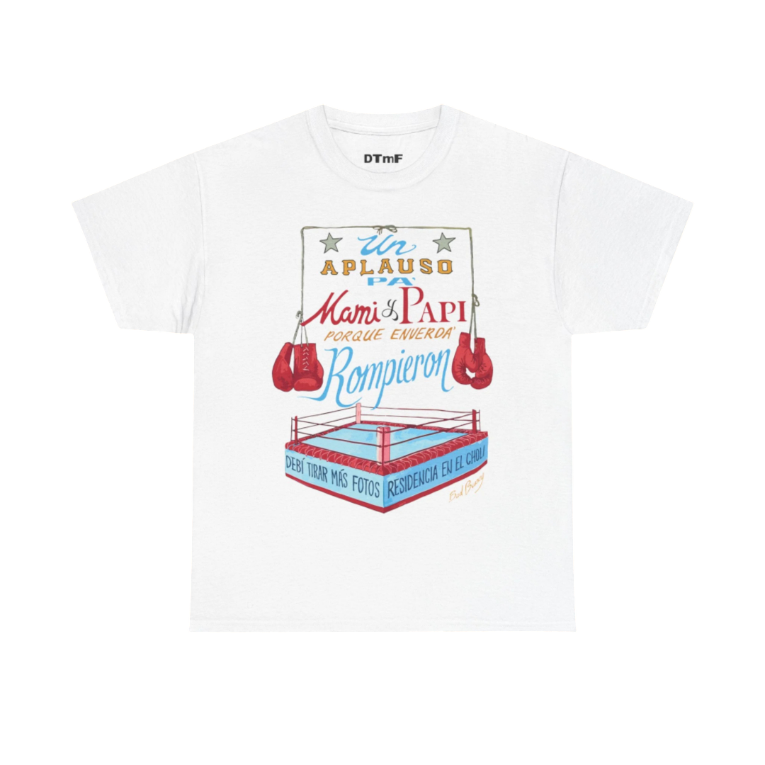 Bad Bunny  White Boxing Tee | Bad Bunny Merch | Bad Bunny NFL Super Bowl Merch Bad Bunny Merch