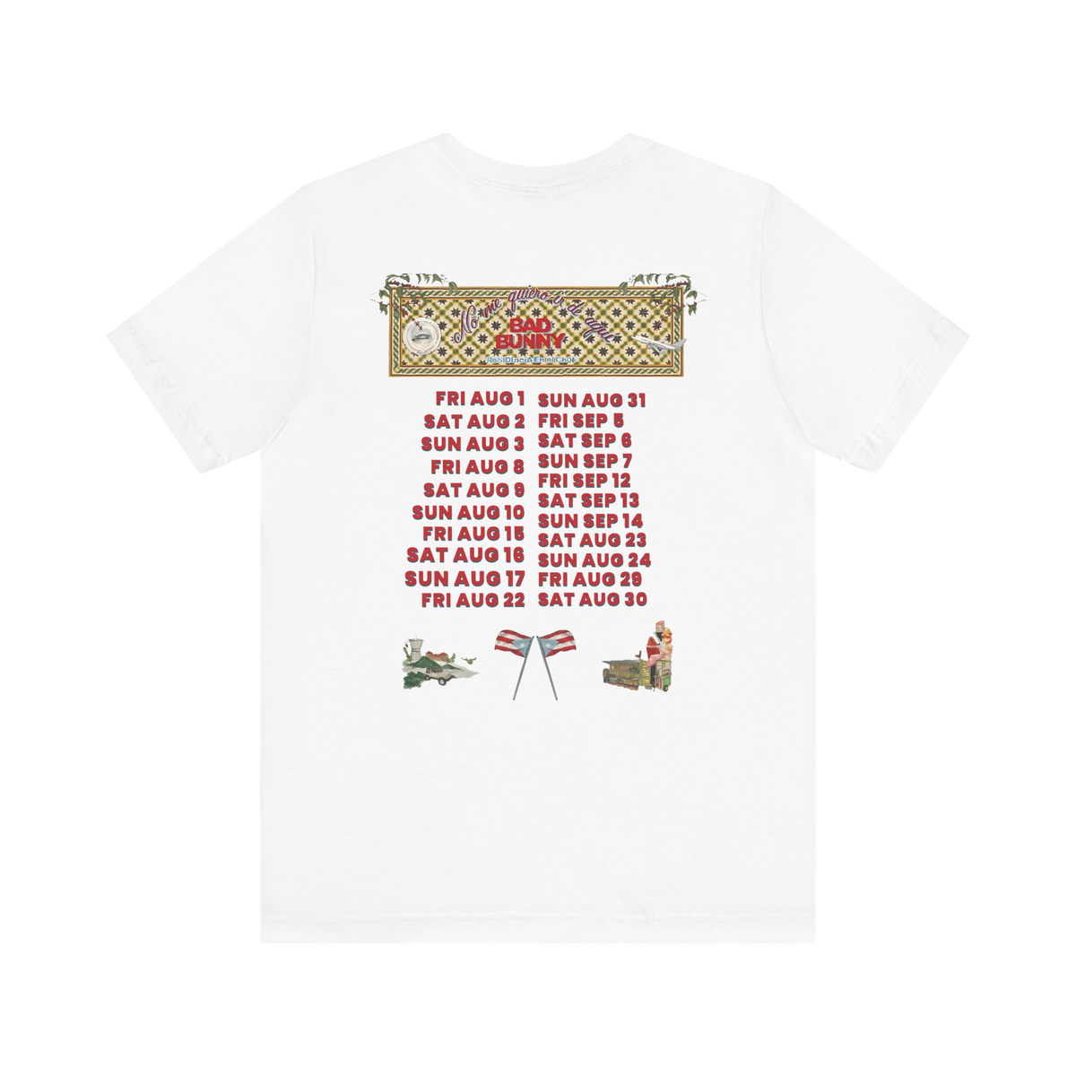 Bad Bunny Concho Tour Dates Tee  | Bad Bunny Merch | Bad Bunny NFL Super Bowl Merch Bad Bunny Merch
