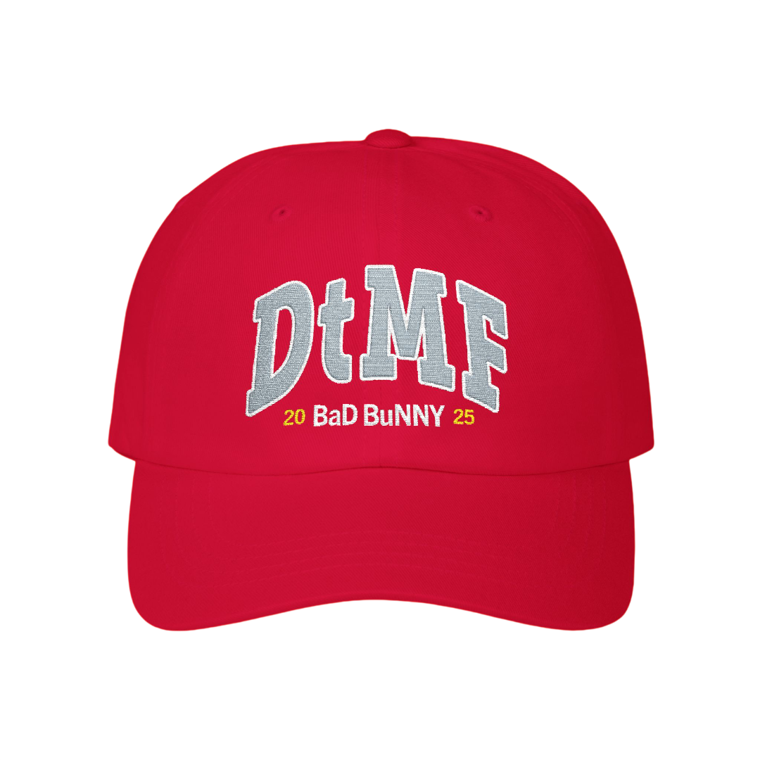 Bad Bunny Embroidered Red Cap| Bad Bunny Merch | Bad Bunny NFL Super Bowl Merch Bad Bunny Merch